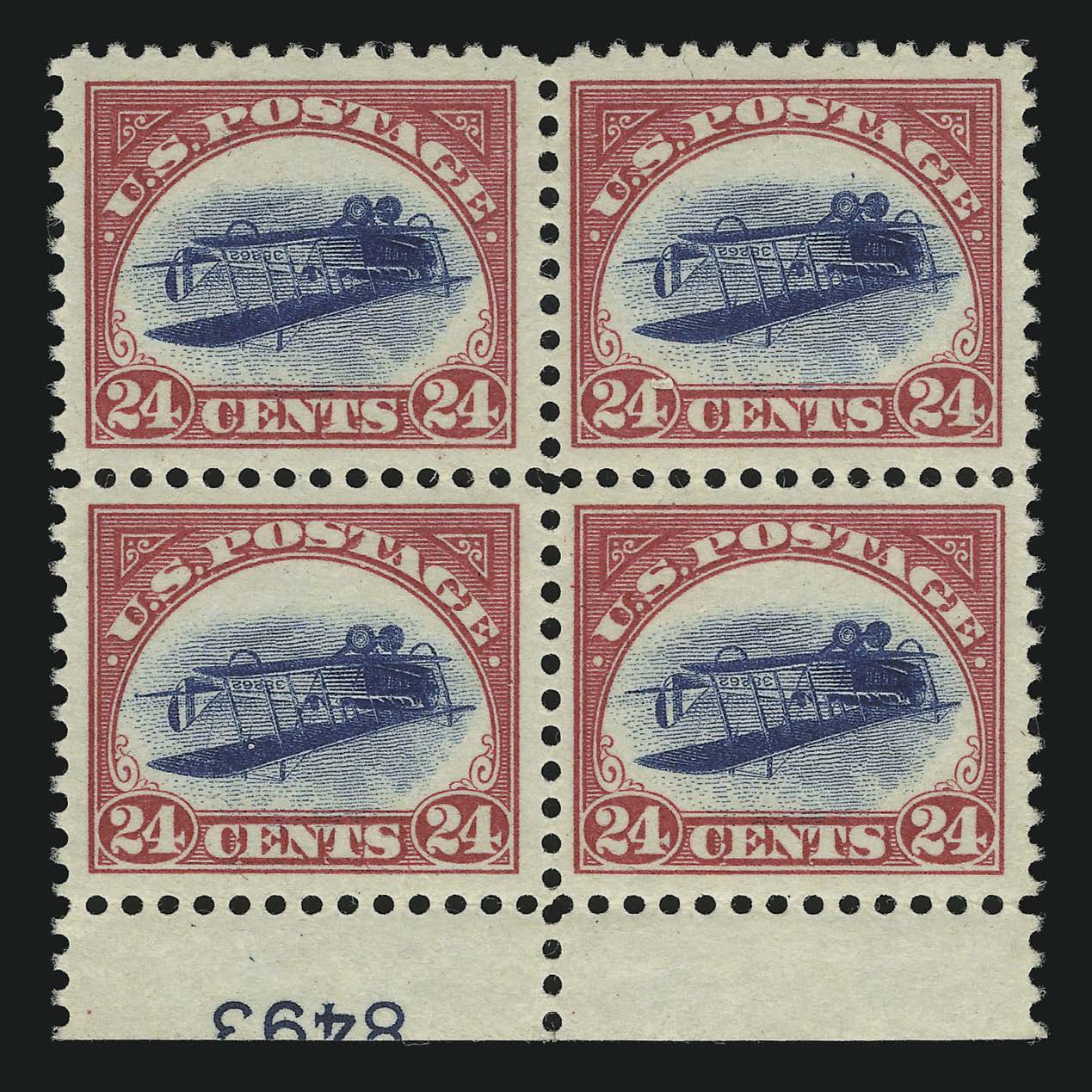Inverted Jenny plate block — Siegel Auction Galleries